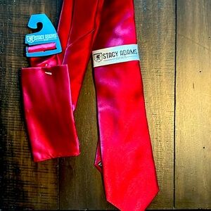 Stacy Adams maroon tie & handkerchief